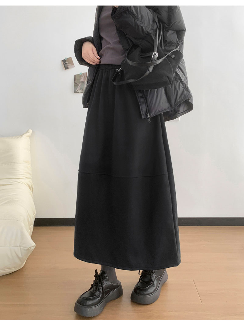 2025 New Woolen Bud Skirts for Women Autumn Winter Design Spliced A-Line Long Skirt Woman High Waist Slimmng Versatile Skirts