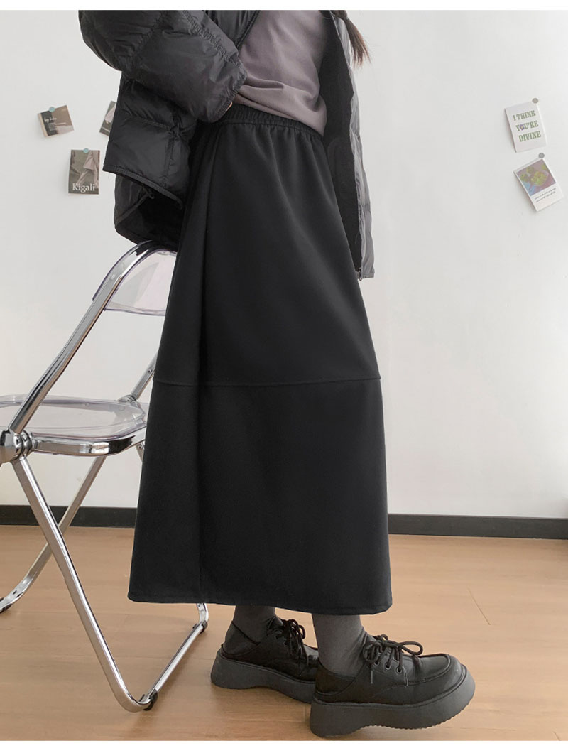 2025 New Woolen Bud Skirts for Women Autumn Winter Design Spliced A-Line Long Skirt Woman High Waist Slimmng Versatile Skirts