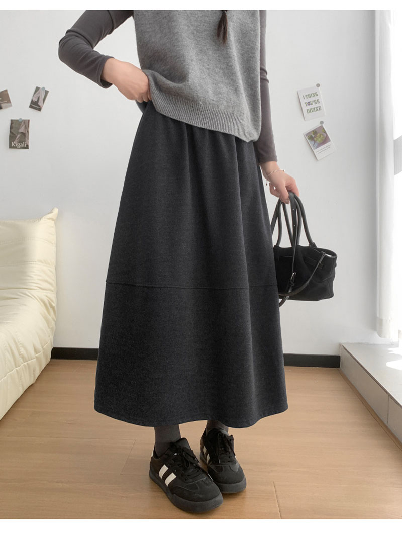 2025 New Woolen Bud Skirts for Women Autumn Winter Design Spliced A-Line Long Skirt Woman High Waist Slimmng Versatile Skirts