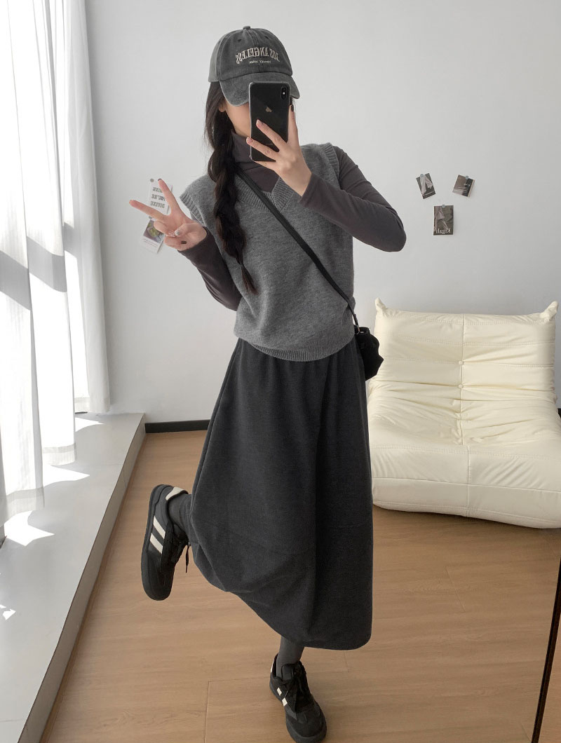 2025 New Woolen Bud Skirts for Women Autumn Winter Design Spliced A-Line Long Skirt Woman High Waist Slimmng Versatile Skirts