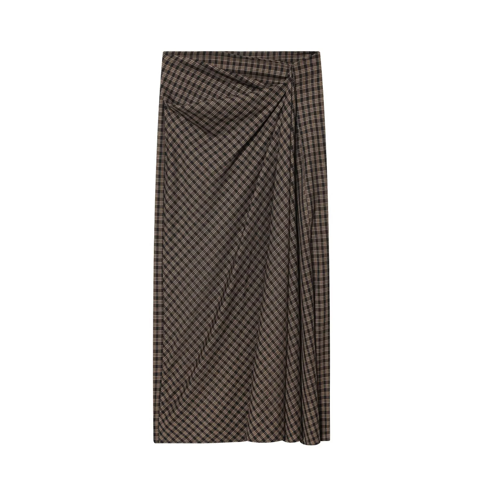 European and American style 2026 spring new women's clothing style simple and slim fit mid waist pleated plaid skirt