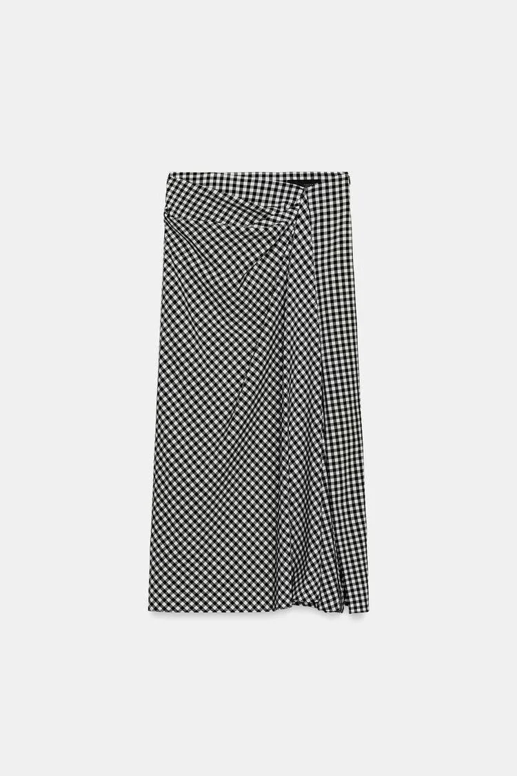 European and American style 2026 spring new women's clothing style simple and slim fit mid waist pleated plaid skirt