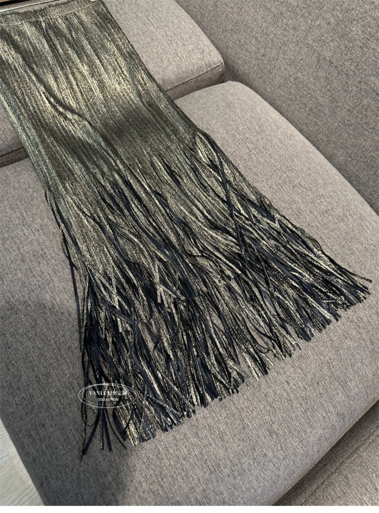 Miyake Pleated Summer New Women's Skirt Gold And Silver Shiny Silk Pleated Tassel High Waist Mid Length Skirt