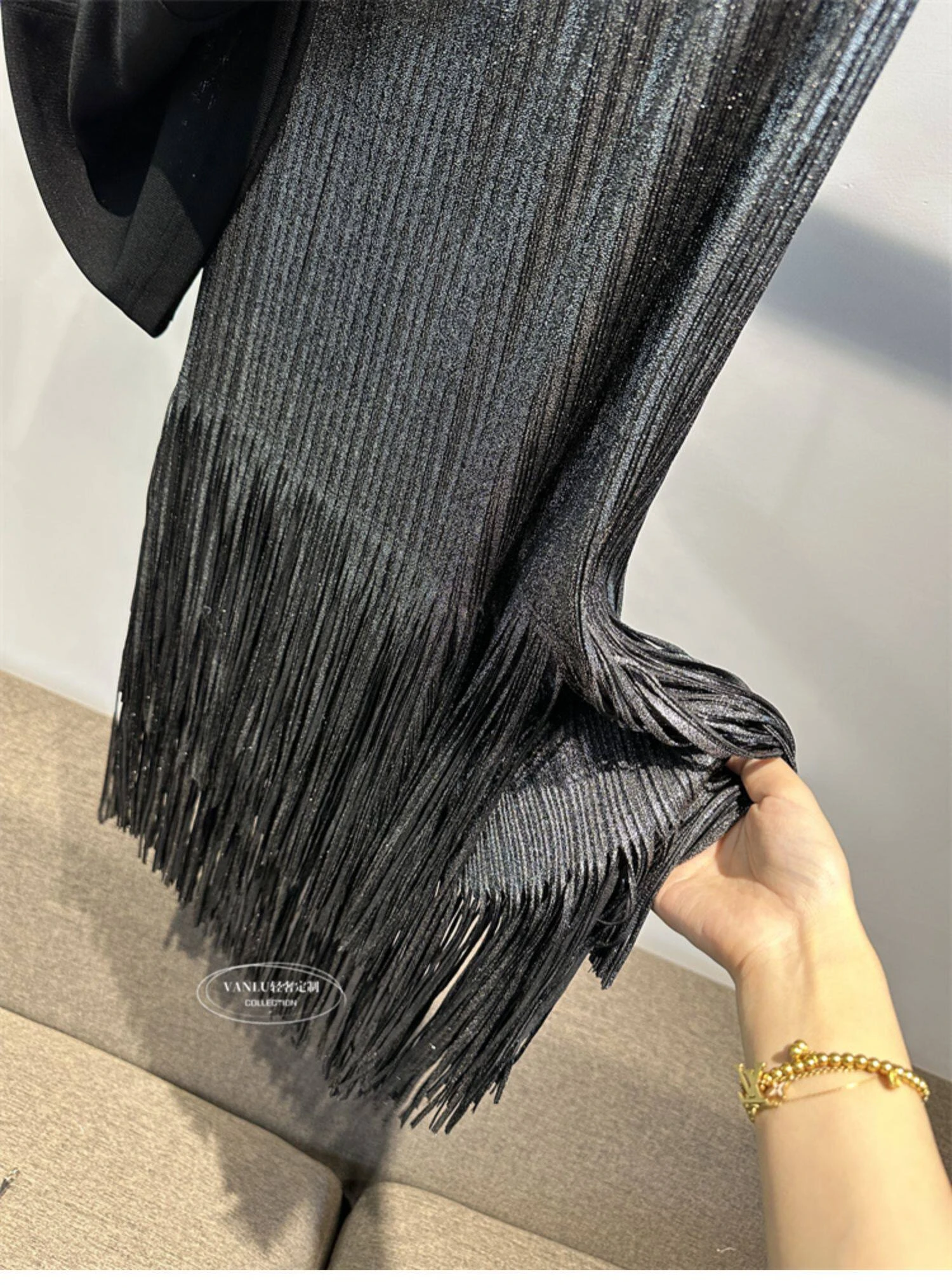 Miyake Pleated Summer New Women's Skirt Gold And Silver Shiny Silk Pleated Tassel High Waist Mid Length Skirt