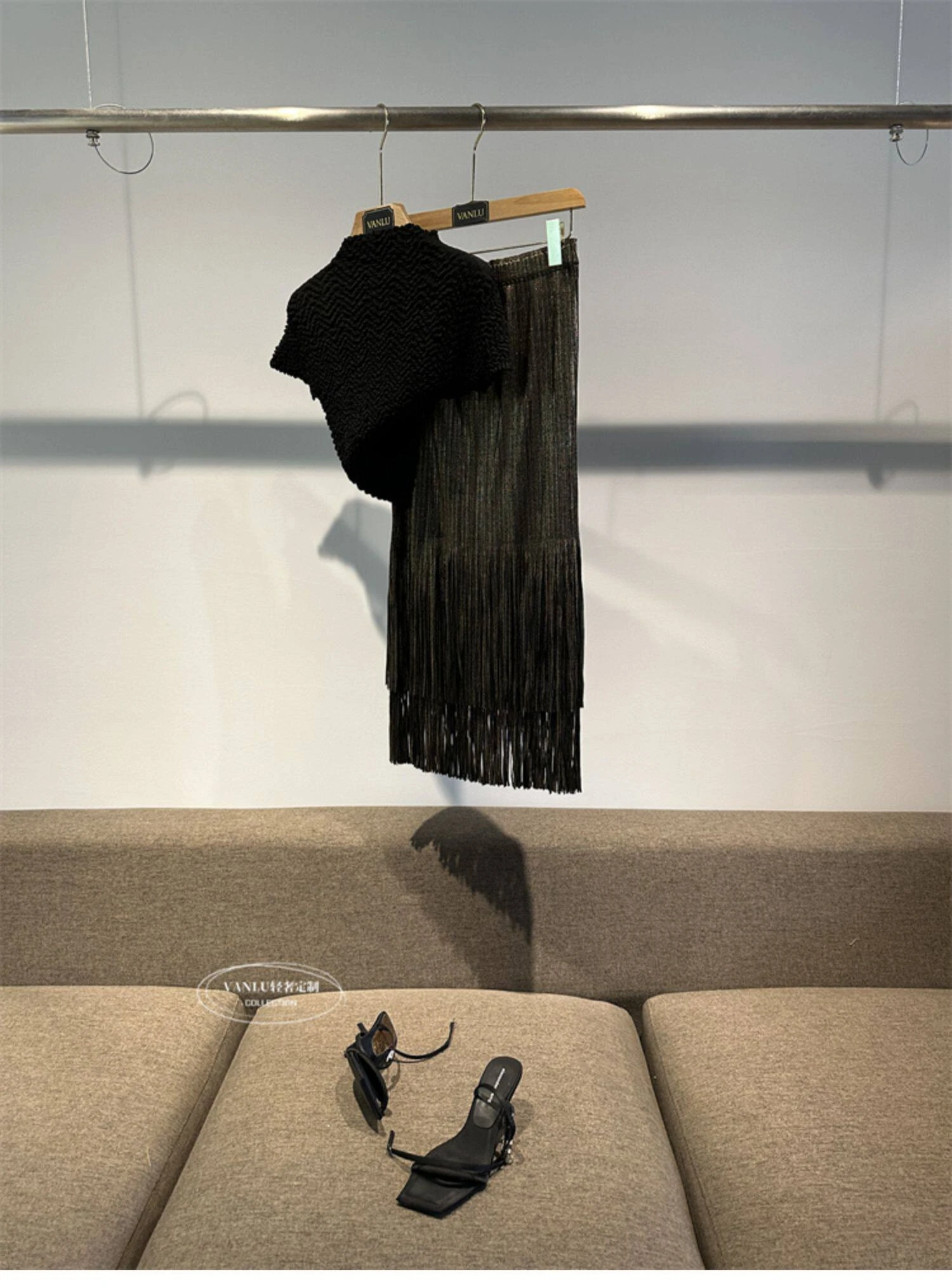 Miyake Pleated Summer New Women's Skirt Gold And Silver Shiny Silk Pleated Tassel High Waist Mid Length Skirt