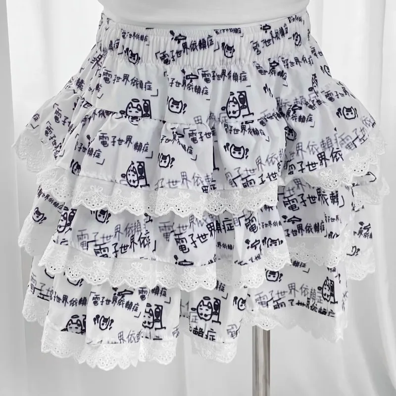 Women Japanese Subculture Harajuku Lace Punk Mini Skirt Women Gothic Sweet Hot Girl Vintage Tiered Cake Skirt New Y2K Fashion