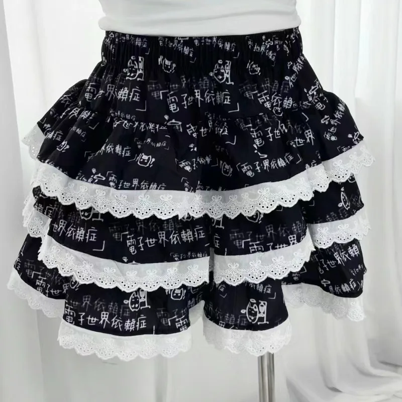 Women Japanese Subculture Harajuku Lace Punk Mini Skirt Women Gothic Sweet Hot Girl Vintage Tiered Cake Skirt New Y2K Fashion