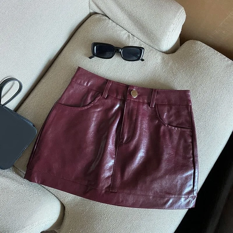 New Autumn Winter PU Leather Skirts for Women Leather Mini Skirt Female Short Skirts Bodycon Skirt High Waist Slim Sexy Skirt