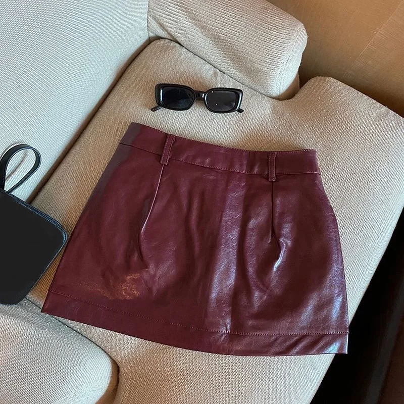 New Autumn Winter PU Leather Skirts for Women Leather Mini Skirt Female Short Skirts Bodycon Skirt High Waist Slim Sexy Skirt