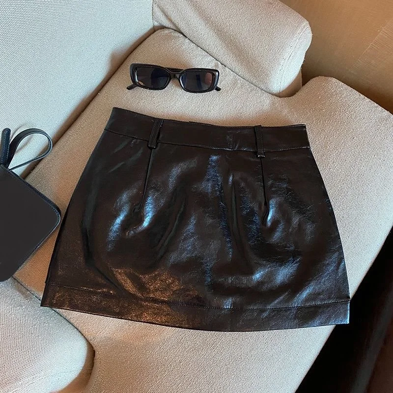 New Autumn Winter PU Leather Skirts for Women Leather Mini Skirt Female Short Skirts Bodycon Skirt High Waist Slim Sexy Skirt