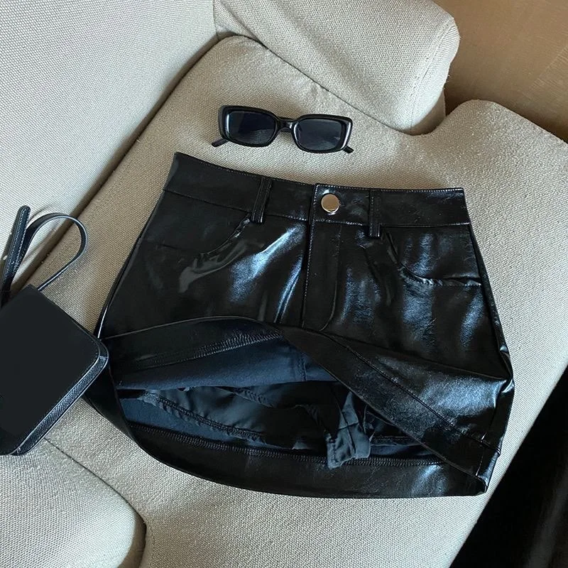 New Autumn Winter PU Leather Skirts for Women Leather Mini Skirt Female Short Skirts Bodycon Skirt High Waist Slim Sexy Skirt