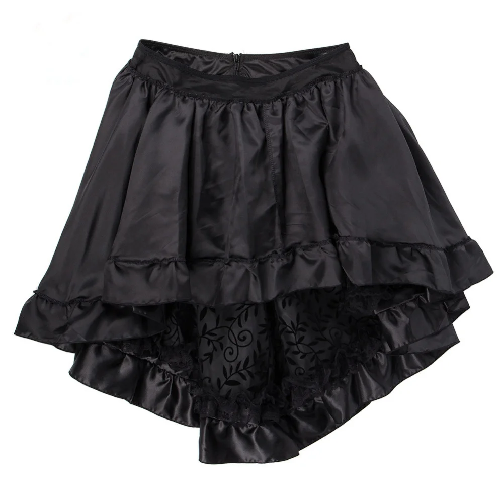 Women Steampunk Irregular Ruffle Pirate Skirt Gothic Autumn Winter Lace Trim Pleated Dancing Skirt Medieval Showgirl Party Dress