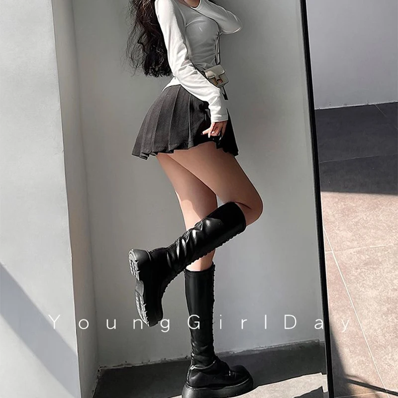 MEXZT Streetwear Sexy Mini Skirt Women Y2K Irregular Pleated Skirts with Shorts Korean White Black Gyaru Tennis Extreme Skirt