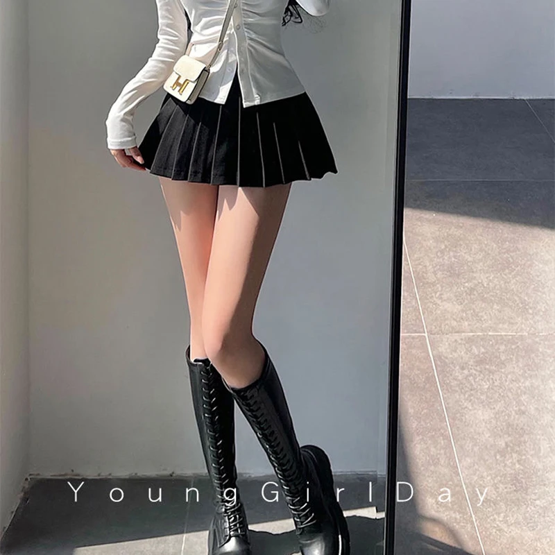 MEXZT Streetwear Sexy Mini Skirt Women Y2K Irregular Pleated Skirts with Shorts Korean White Black Gyaru Tennis Extreme Skirt