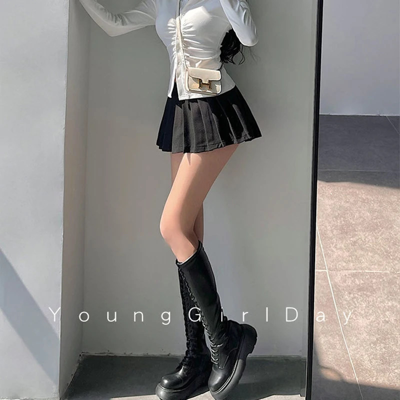MEXZT Streetwear Sexy Mini Skirt Women Y2K Irregular Pleated Skirts with Shorts Korean White Black Gyaru Tennis Extreme Skirt