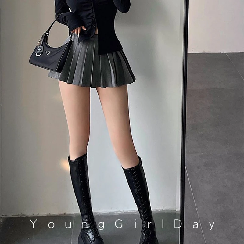 MEXZT Streetwear Sexy Mini Skirt Women Y2K Irregular Pleated Skirts with Shorts Korean White Black Gyaru Tennis Extreme Skirt