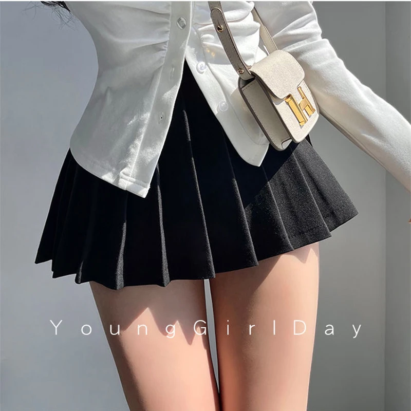 MEXZT Streetwear Sexy Mini Skirt Women Y2K Irregular Pleated Skirts with Shorts Korean White Black Gyaru Tennis Extreme Skirt