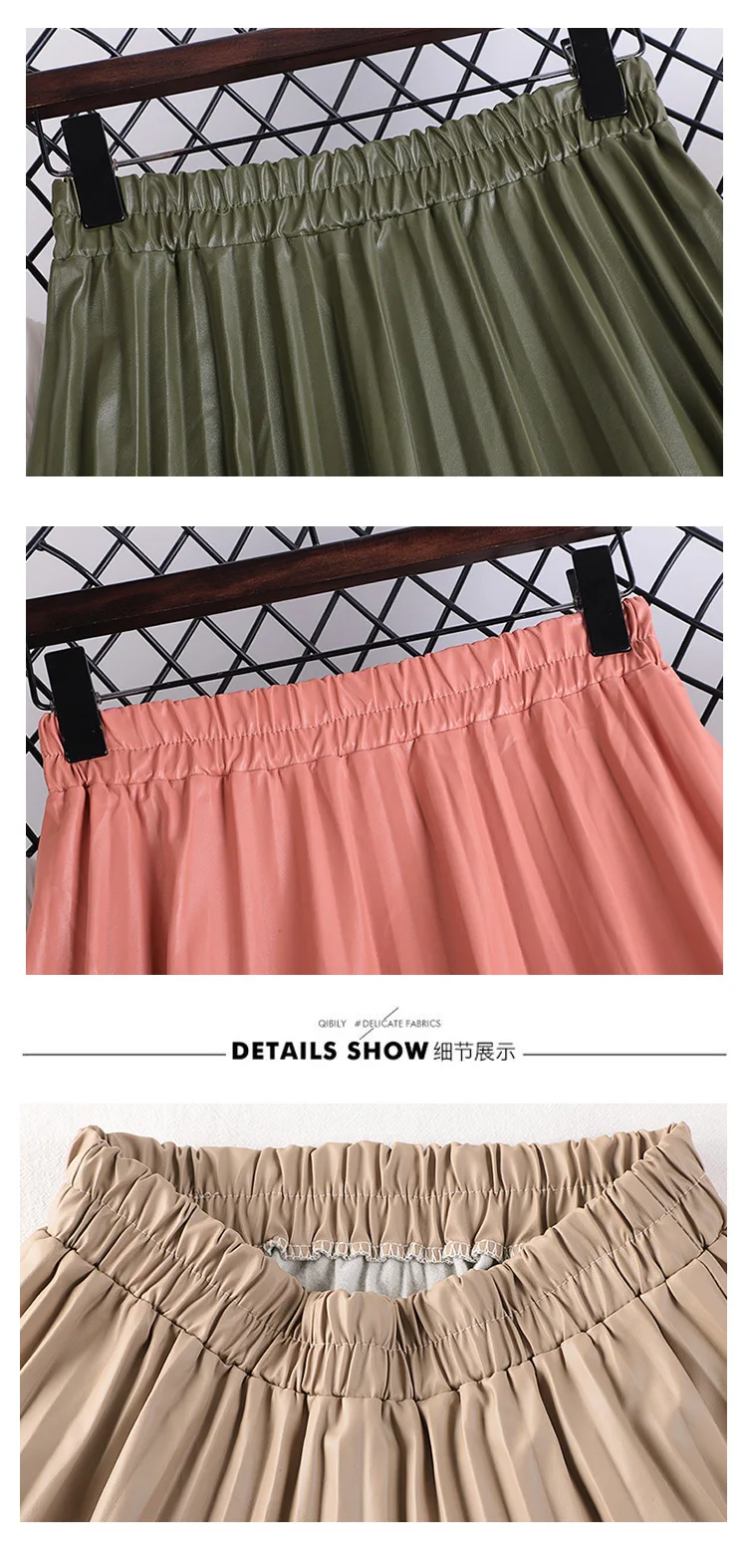 Pleated Mid length Leather Skirt 2025 Autumn/Winter Women's New Korean High Waist A-line Hundred Pleated PU Leather Skirt