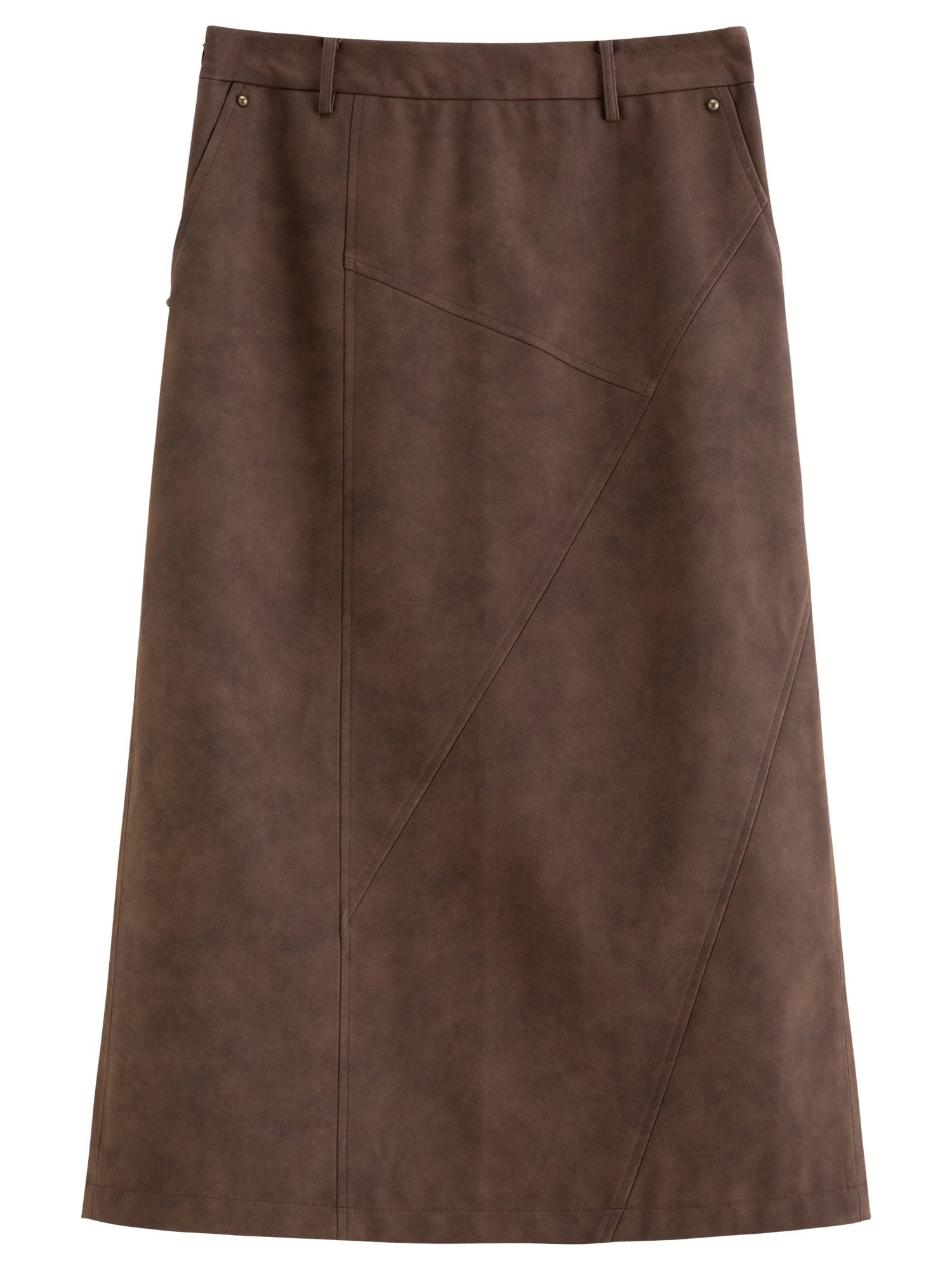 DUSHU High Elastic Waist Pleated Skirts Women 2025 Winter New Slim Skirt Commuting Mid-calf Length Solid Korean Style Vintage