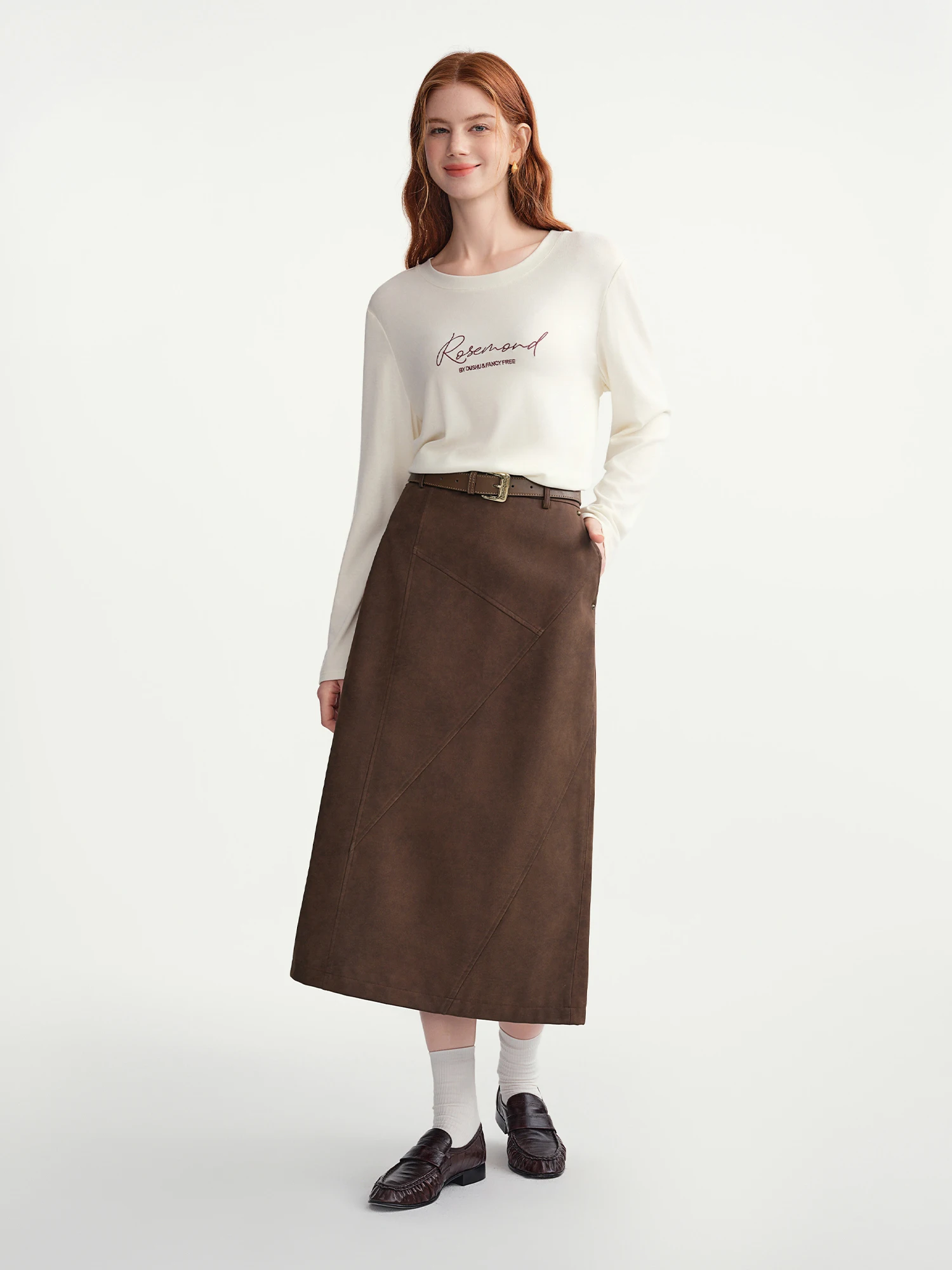 DUSHU High Elastic Waist Pleated Skirts Women 2025 Winter New Slim Skirt Commuting Mid-calf Length Solid Korean Style Vintage