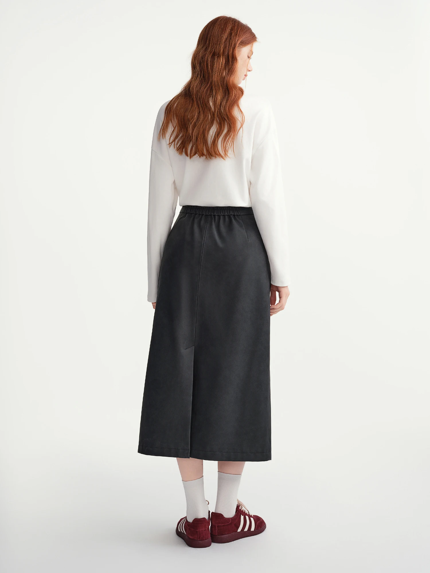 DUSHU High Elastic Waist Pleated Skirts Women 2025 Winter New Slim Skirt Commuting Mid-calf Length Solid Korean Style Vintage