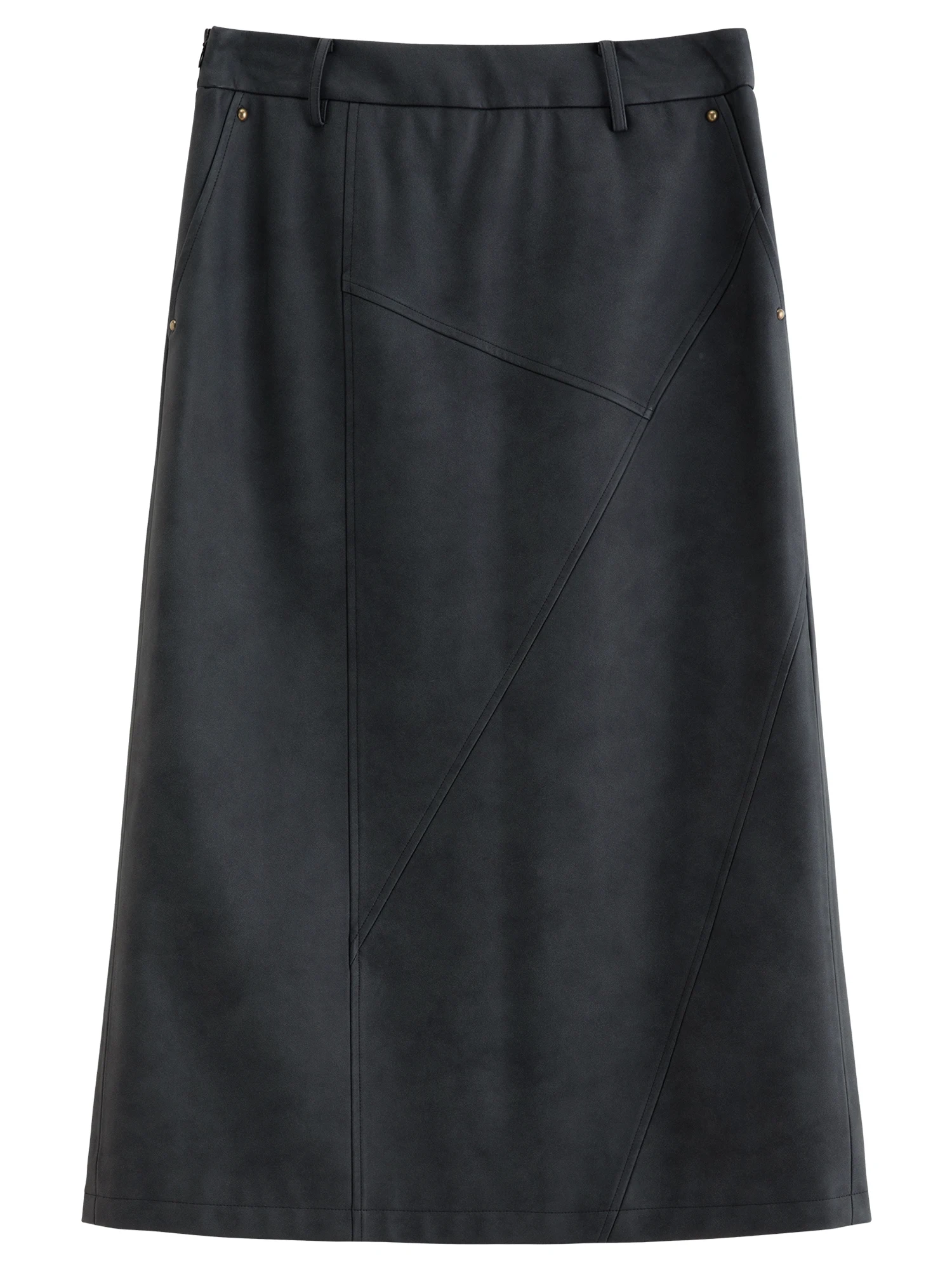 DUSHU High Elastic Waist Pleated Skirts Women 2025 Winter New Slim Skirt Commuting Mid-calf Length Solid Korean Style Vintage