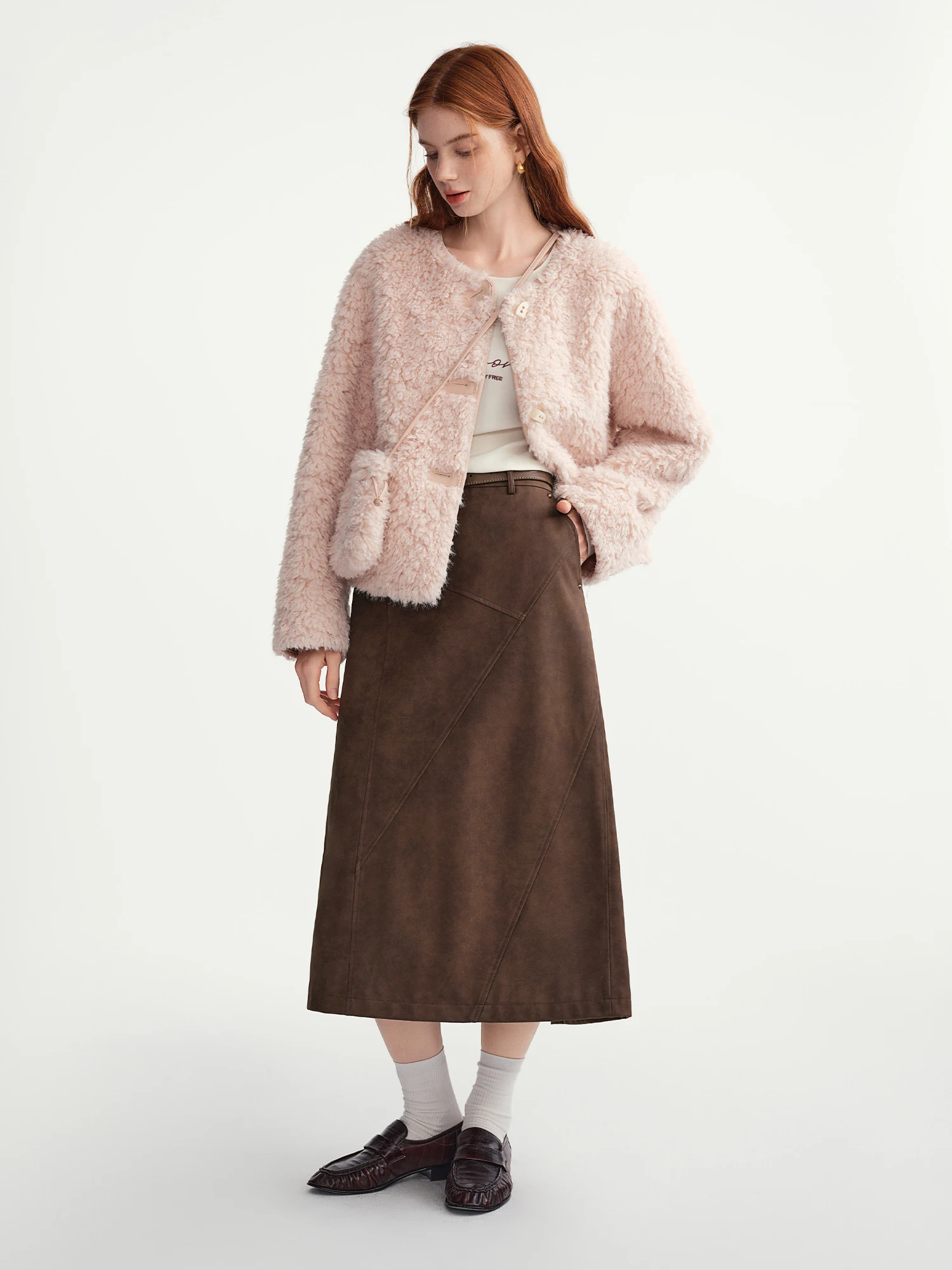 DUSHU High Elastic Waist Pleated Skirts Women 2025 Winter New Slim Skirt Commuting Mid-calf Length Solid Korean Style Vintage