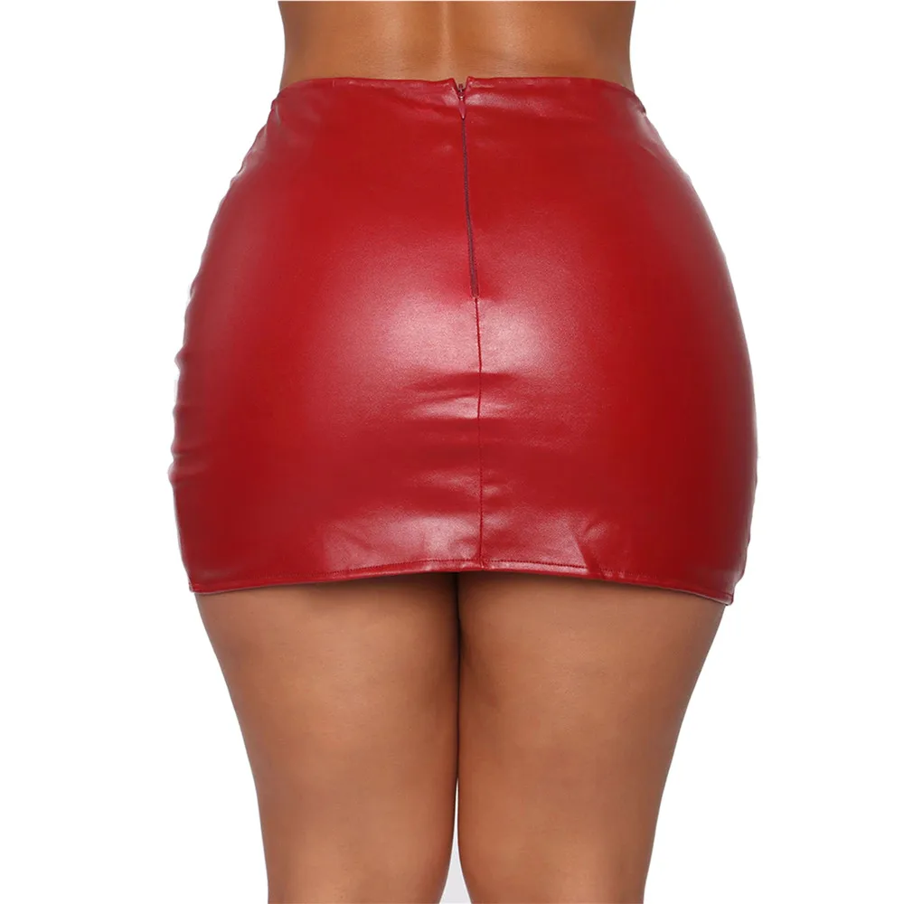 New High Waist Sexy Pencil Skirt Fashion Women Sexy PU Leather Tight Miniskirts Ladies Office Slim Bodycon Skirts Night Clubwear