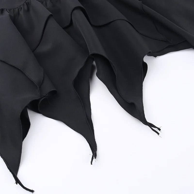 Summer Fashion Short Skirts New Sexy Women Gothic Punk Irregular Skirts Solid Color Drawstring Tie-Up Ruched Ruffles Mini Skirt