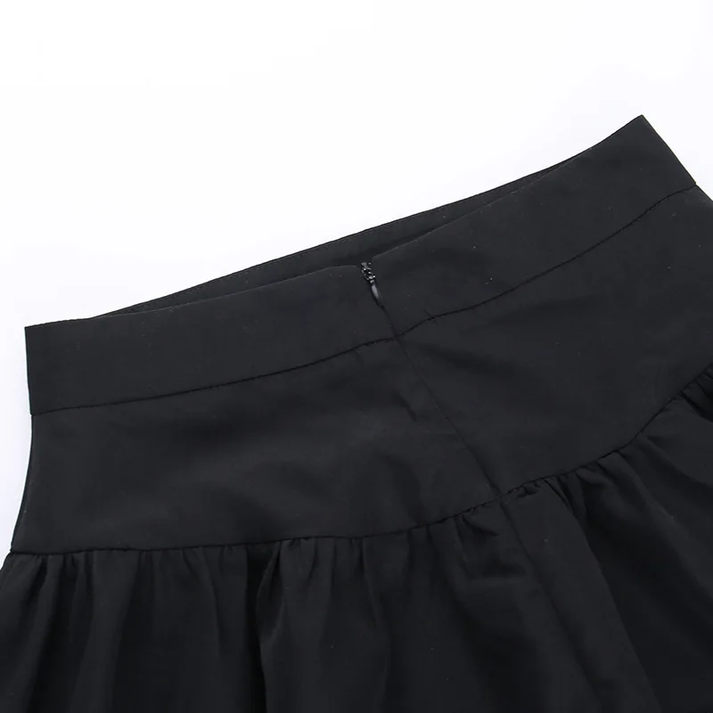 Summer Fashion Short Skirts New Sexy Women Gothic Punk Irregular Skirts Solid Color Drawstring Tie-Up Ruched Ruffles Mini Skirt