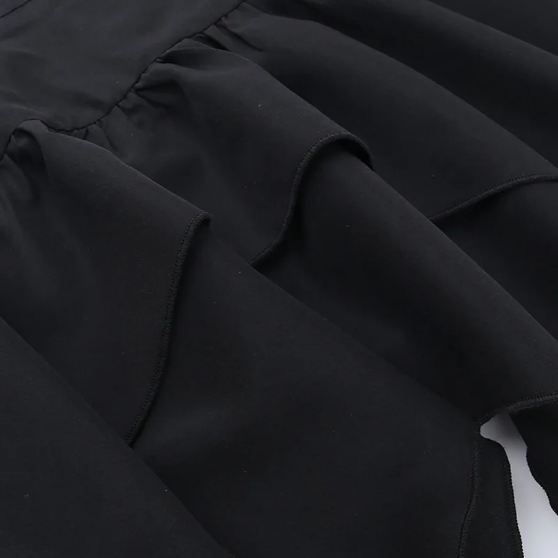 Summer Fashion Short Skirts New Sexy Women Gothic Punk Irregular Skirts Solid Color Drawstring Tie-Up Ruched Ruffles Mini Skirt