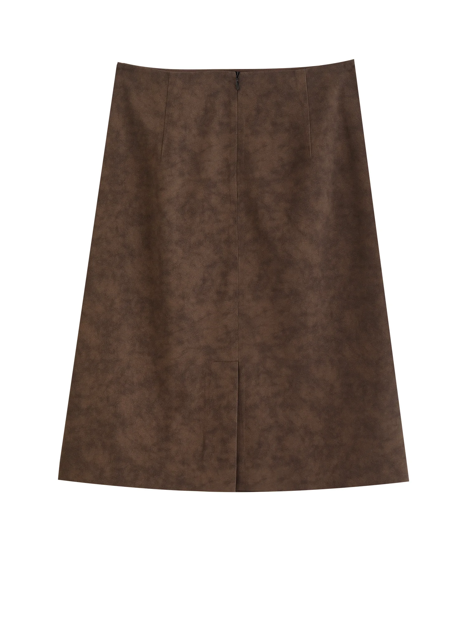 ZIQIAO 2026 Fall New Brown Faux Suede Straight Midi Skirt, Floral Studded Vintage A-Line Skirt for Rachel 90s Office Chic Style
