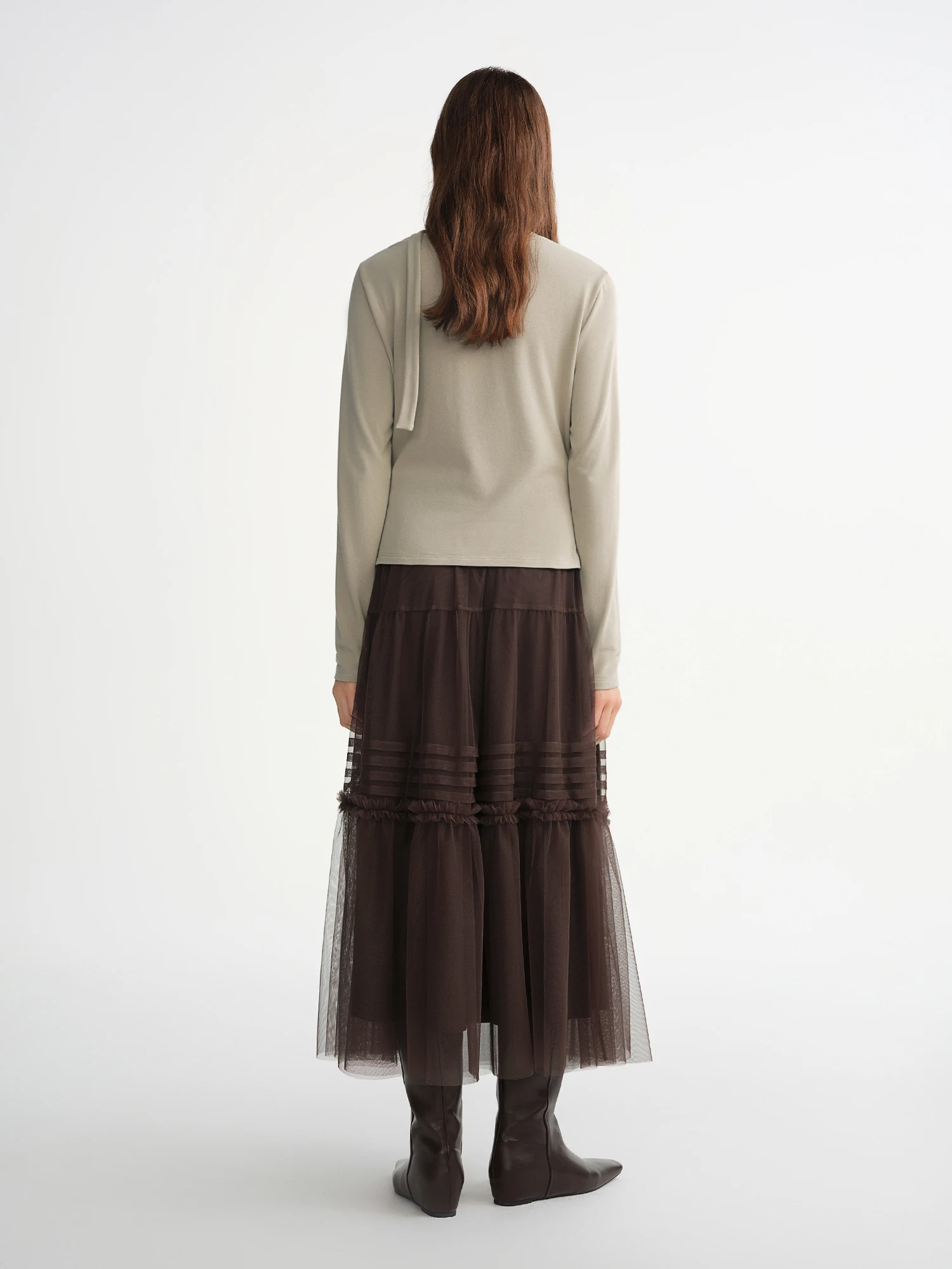 DUSHU Three-color Ruffled Mesh Skirt Women Pleated Mesh Straight Skirt Fairy Retro Gothic Cool Girls Elastic Waist Loose Fit