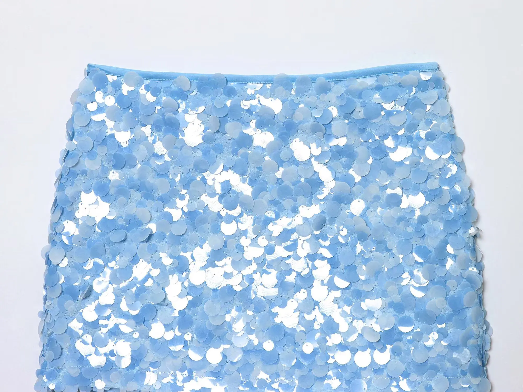 HH Women Summer Fashion Party Style Sequin Mini Slim Skirt Female Sexy Elegant Banquet Zipper High Waist Short A-Line Skirt