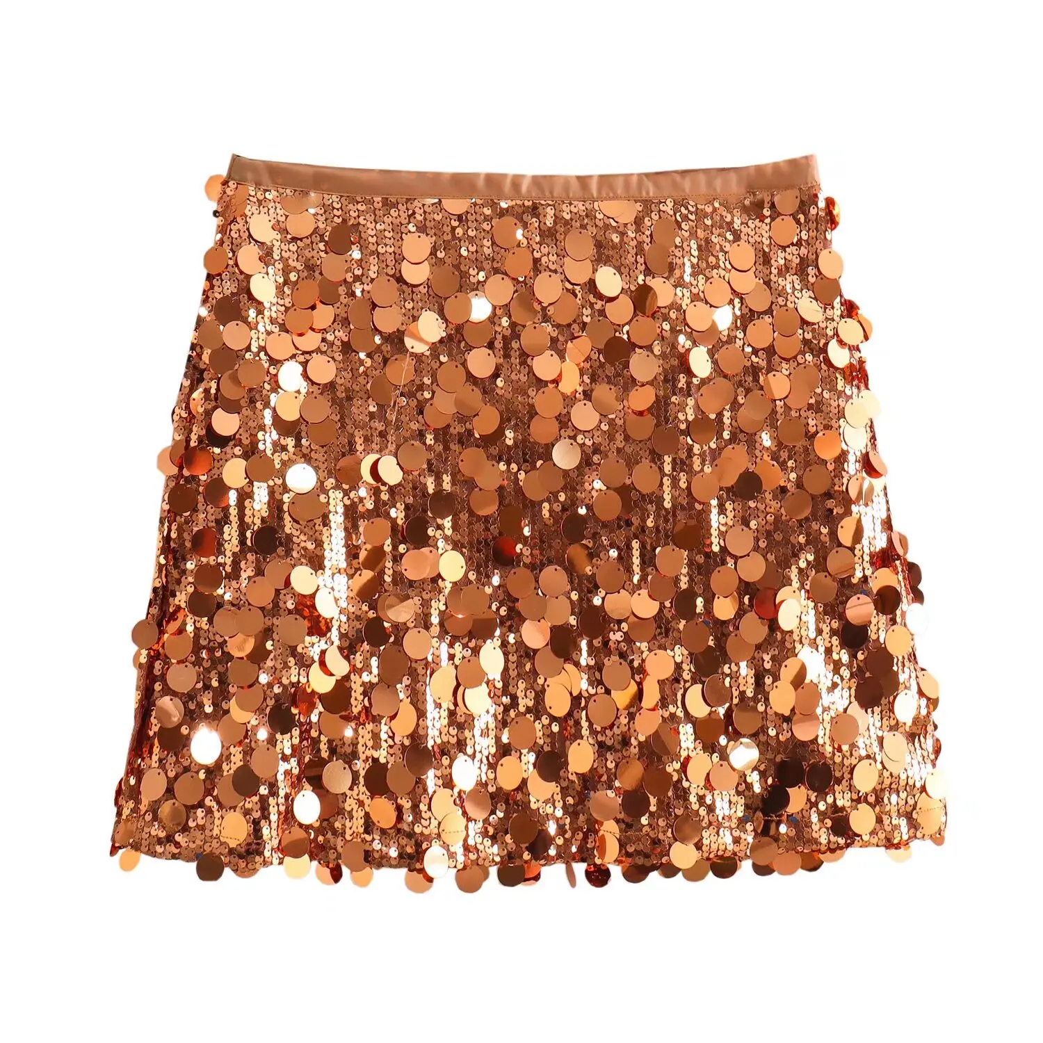 HH Women Summer Fashion Party Style Sequin Mini Slim Skirt Female Sexy Elegant Banquet Zipper High Waist Short A-Line Skirt