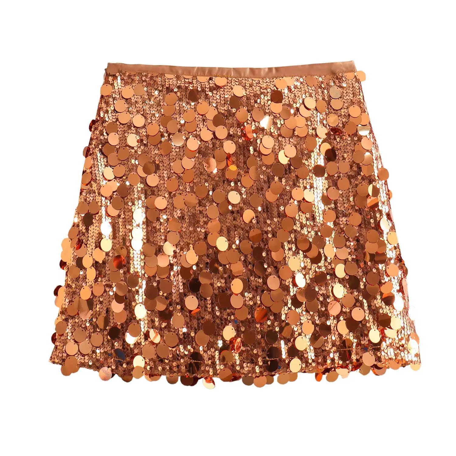 HH Women Summer Fashion Party Style Sequin Mini Slim Skirt Female Sexy Elegant Banquet Zipper High Waist Short A-Line Skirt