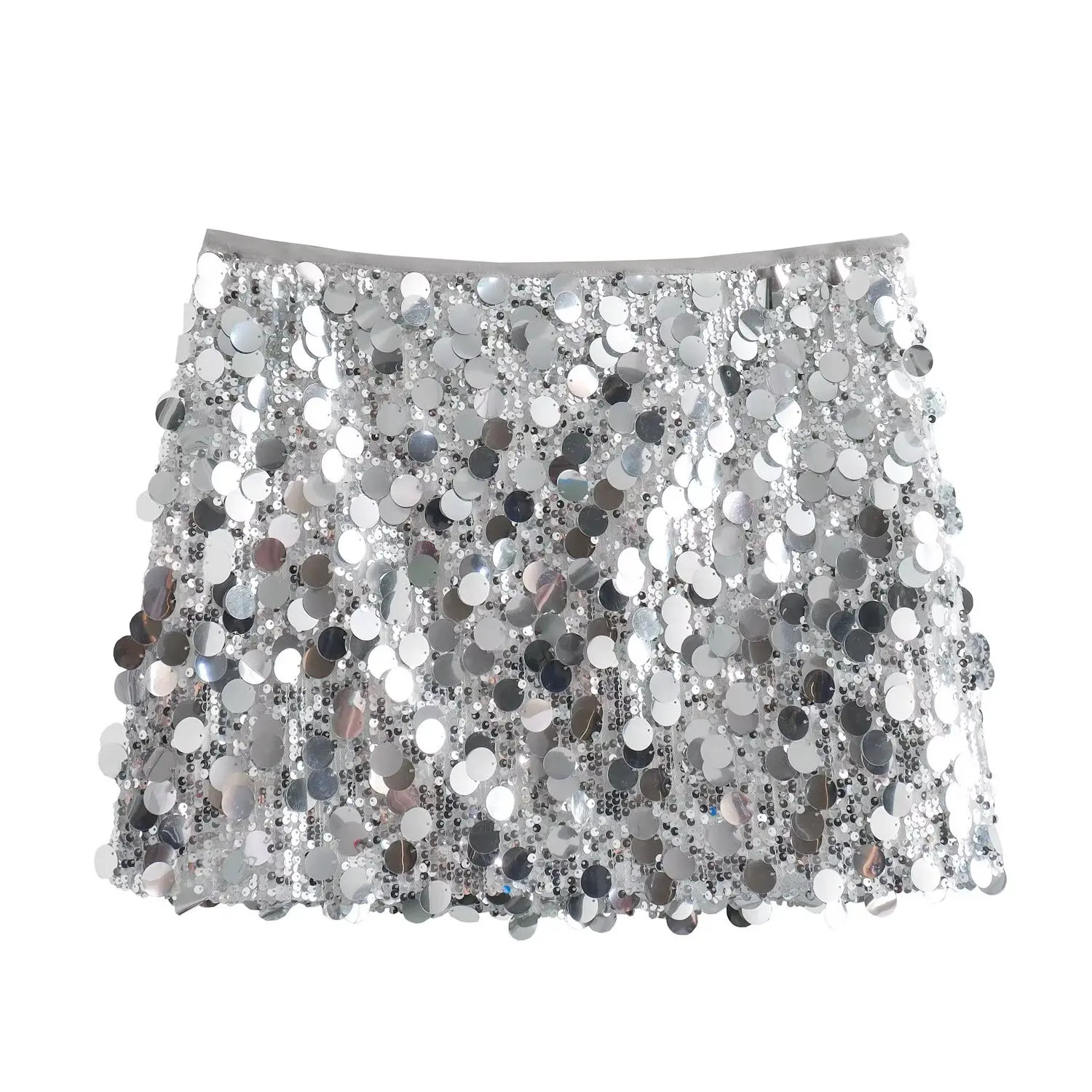 HH Women Summer Fashion Party Style Sequin Mini Slim Skirt Female Sexy Elegant Banquet Zipper High Waist Short A-Line Skirt