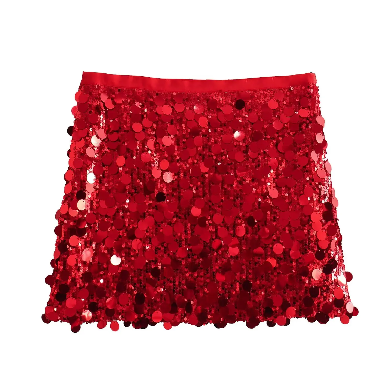 HH Women Summer Fashion Party Style Sequin Mini Slim Skirt Female Sexy Elegant Banquet Zipper High Waist Short A-Line Skirt