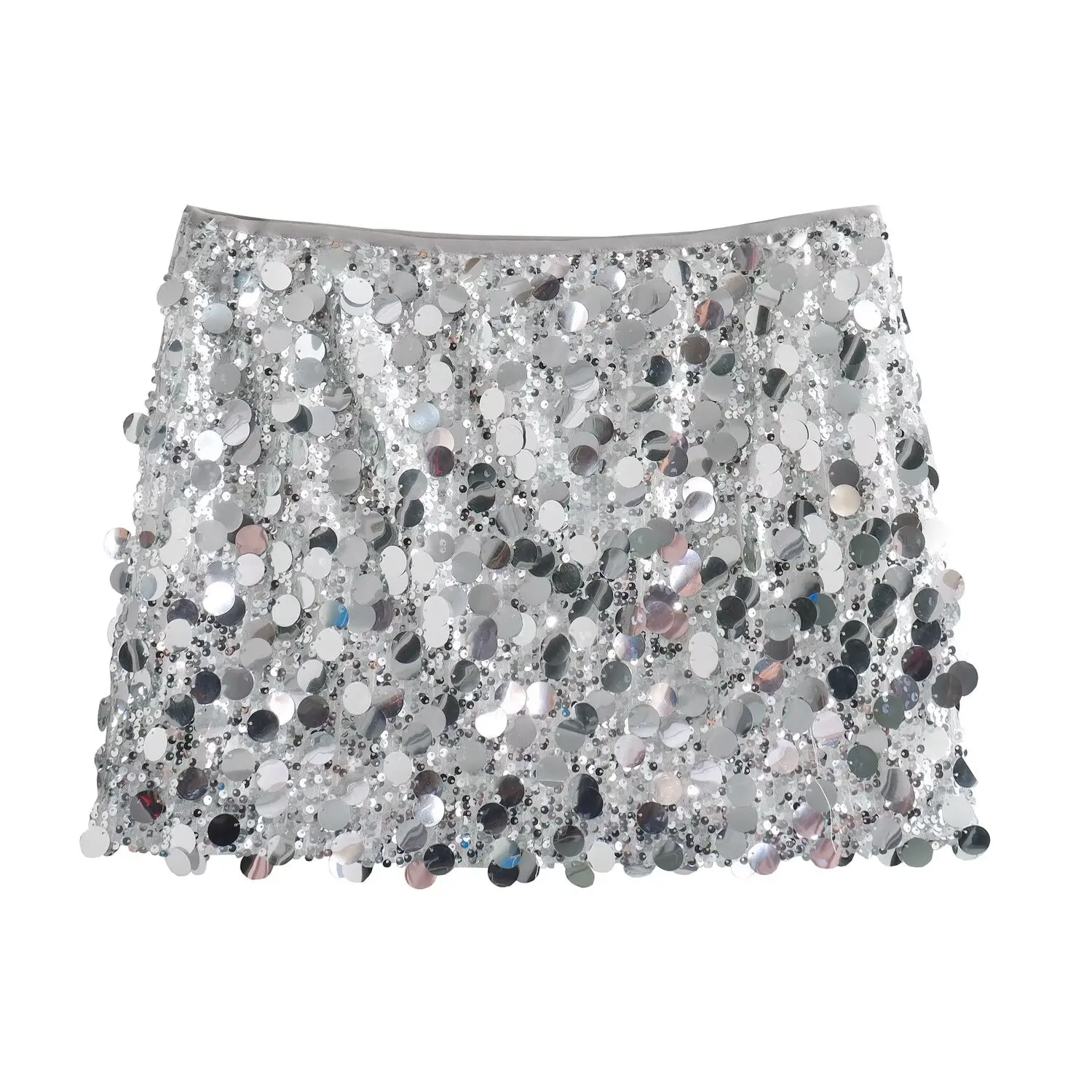 HH Women Summer Fashion Party Style Sequin Mini Slim Skirt Female Sexy Elegant Banquet Zipper High Waist Short A-Line Skirt
