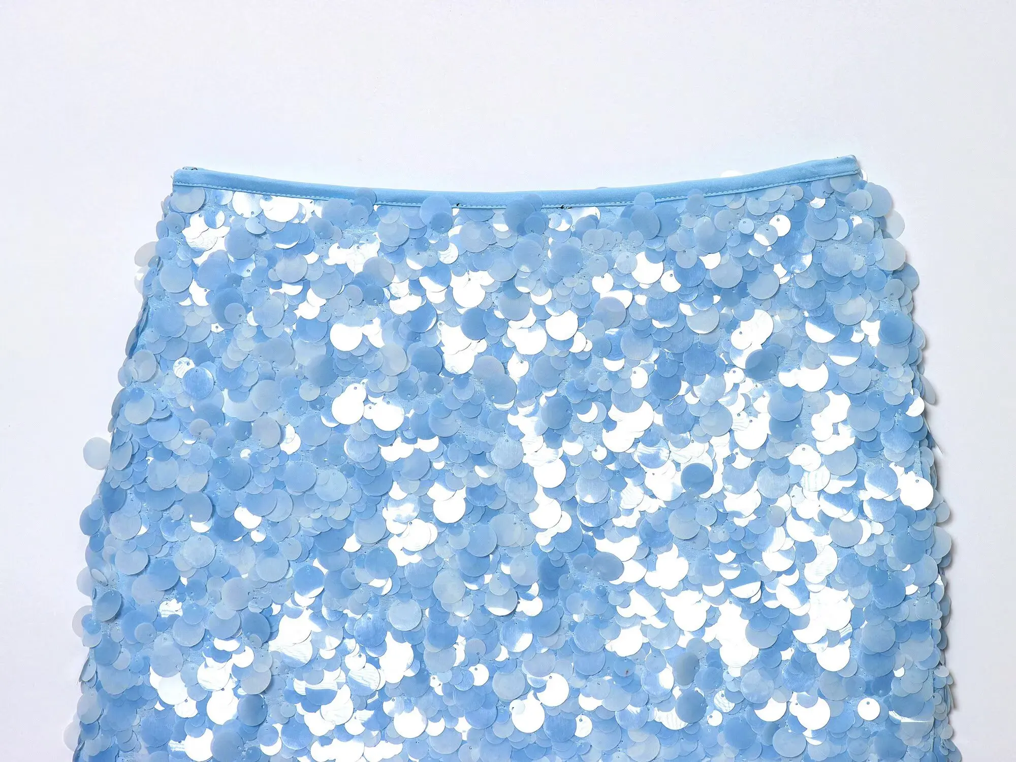 HH Women Summer Fashion Party Style Sequin Mini Slim Skirt Female Sexy Elegant Banquet Zipper High Waist Short A-Line Skirt