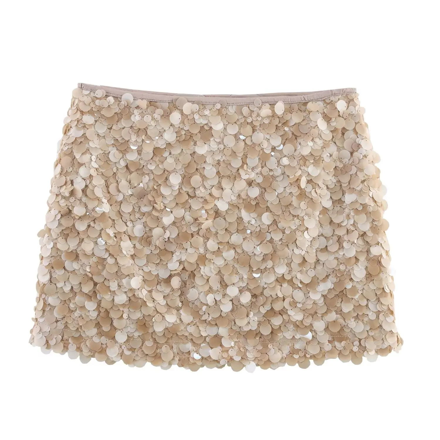 HH Women Summer Fashion Party Style Sequin Mini Slim Skirt Female Sexy Elegant Banquet Zipper High Waist Short A-Line Skirt