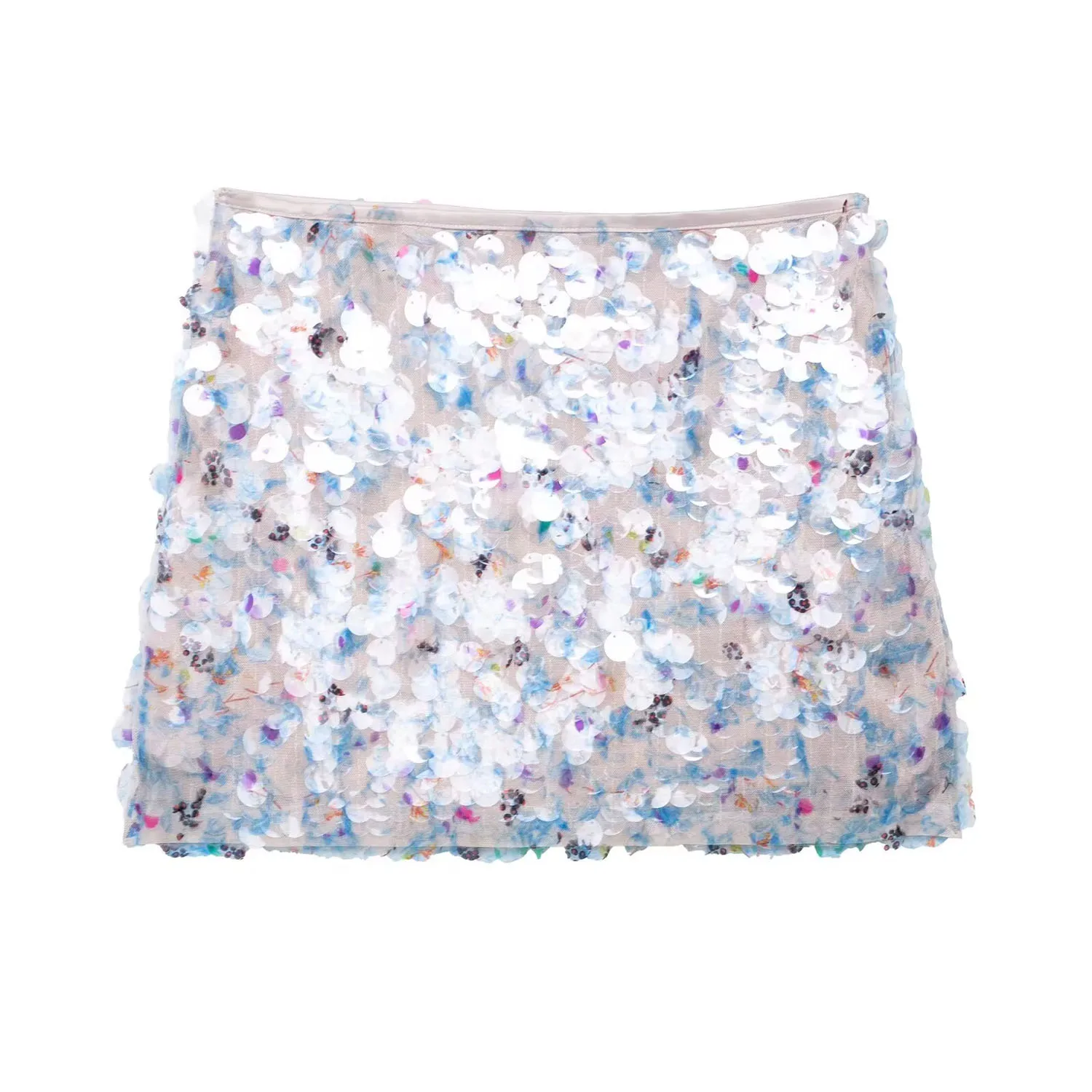 HH Women Summer Fashion Party Style Sequin Mini Slim Skirt Female Sexy Elegant Banquet Zipper High Waist Short A-Line Skirt