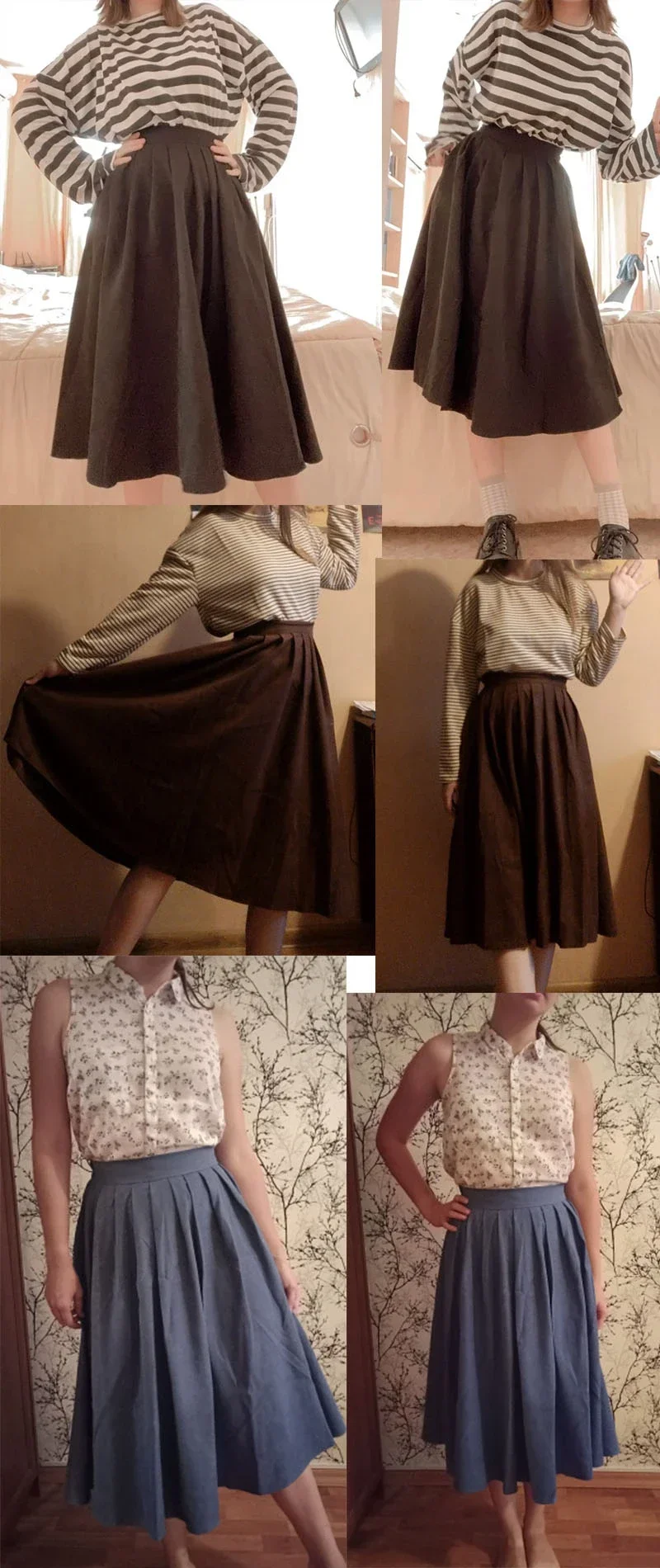 Women's Vintage Pleated Skirt High Waist Korean Fashion College Long Goth Skirt Ladies Autumn Casual A line Girls Y2K Skirt
