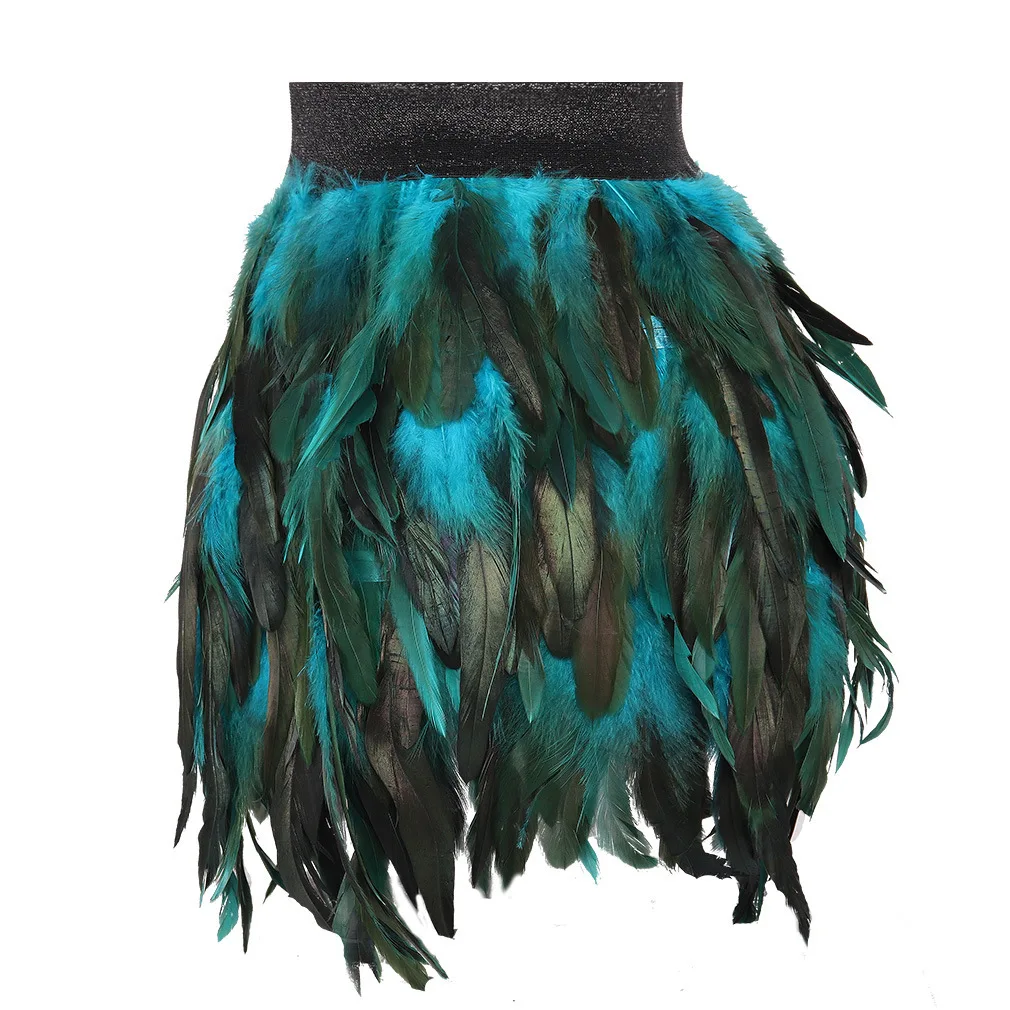 Irregular Dance Skirt Gothic Festival Carnival Party Dance Summer Women's Fashion Feather Skirt Bar Jazz Multi-color Short Skirt