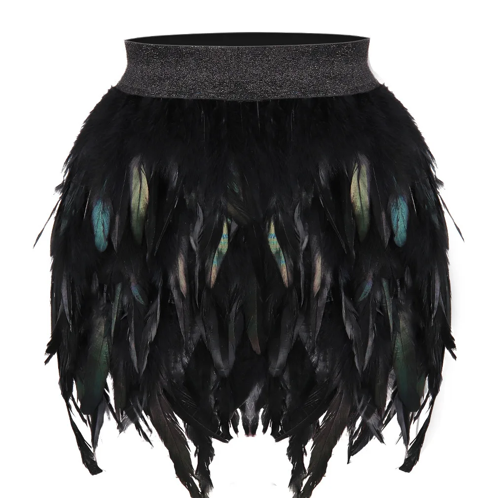 Irregular Dance Skirt Gothic Festival Carnival Party Dance Summer Women's Fashion Feather Skirt Bar Jazz Multi-color Short Skirt