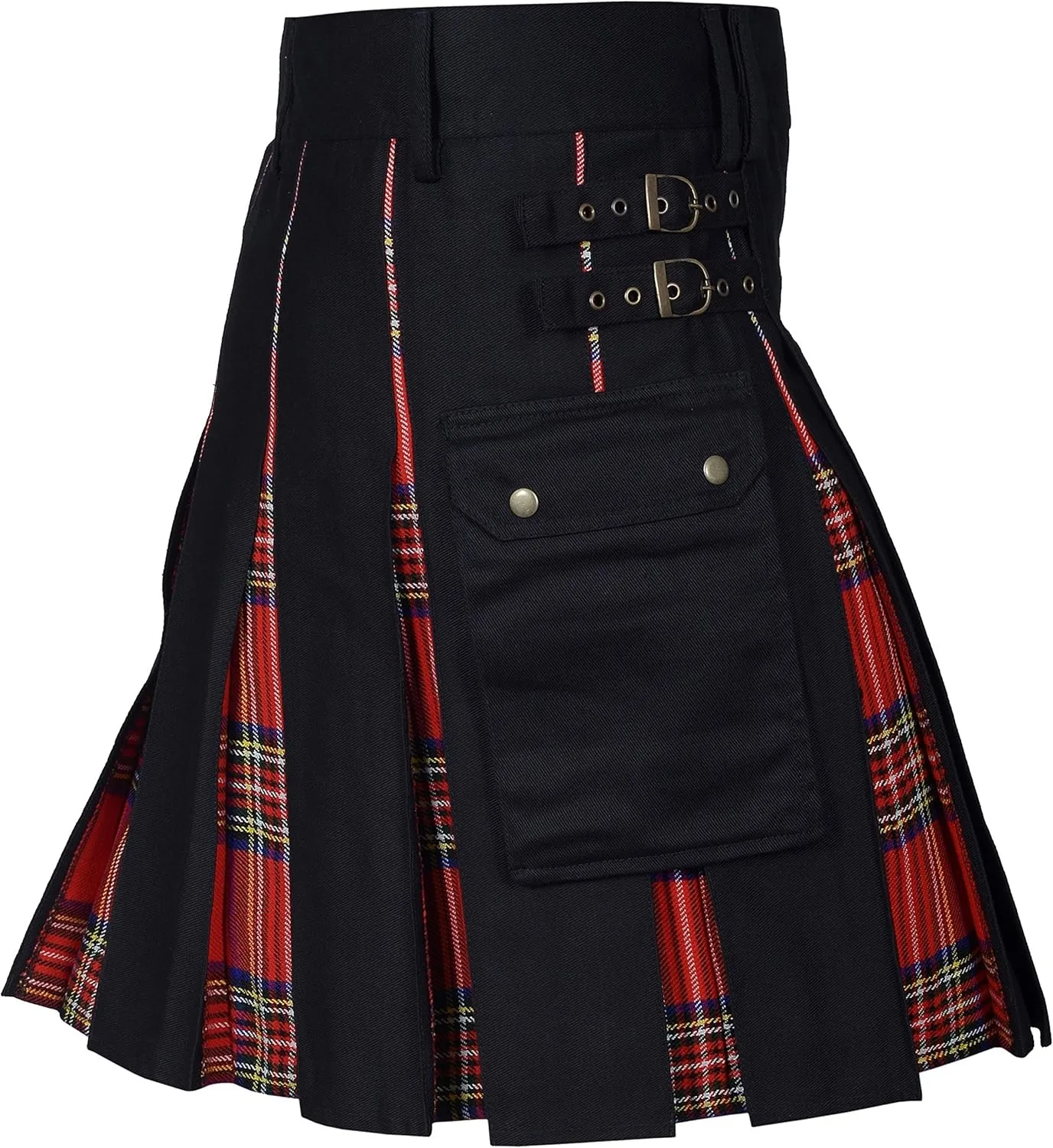 2026 Vintage Scottish-Style Buckle Skirt for Men & Women,Multi-Color Plaid Patchwork Contrast Pleated Stage Performance Skirts