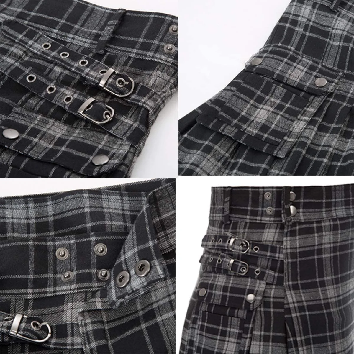 2026 Vintage Scottish-Style Buckle Skirt for Men & Women,Multi-Color Plaid Patchwork Contrast Pleated Stage Performance Skirts
