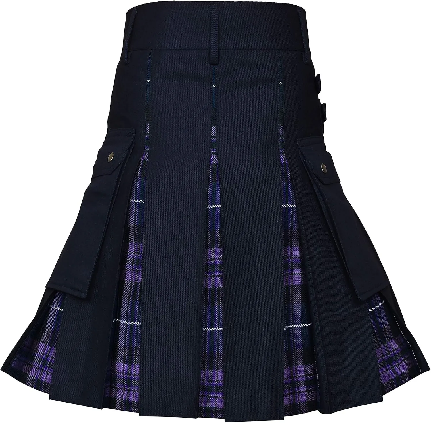 2026 Vintage Scottish-Style Buckle Skirt for Men & Women,Multi-Color Plaid Patchwork Contrast Pleated Stage Performance Skirts