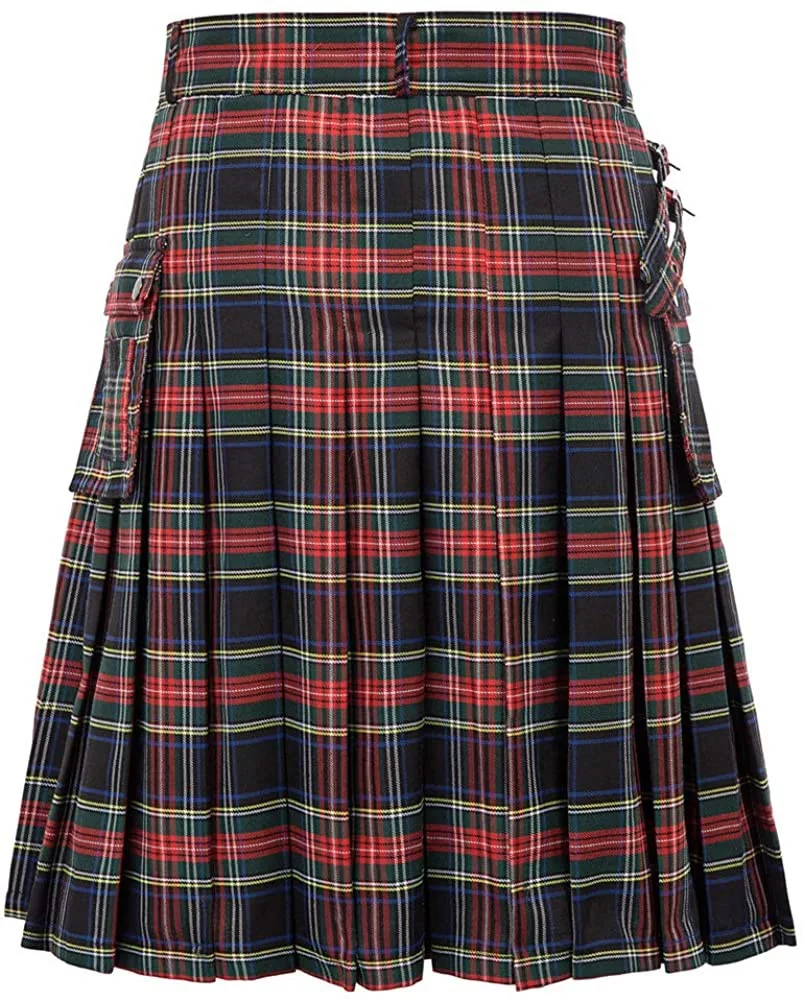 2026 Vintage Scottish-Style Buckle Skirt for Men & Women,Multi-Color Plaid Patchwork Contrast Pleated Stage Performance Skirts