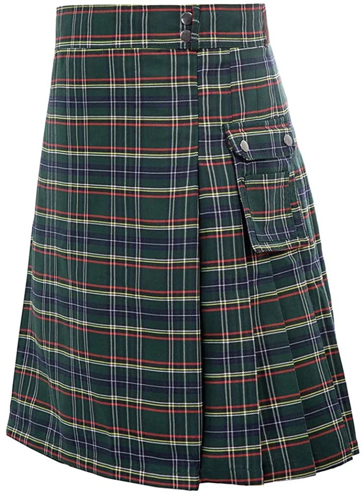 2026 Vintage Scottish-Style Buckle Skirt for Men & Women,Multi-Color Plaid Patchwork Contrast Pleated Stage Performance Skirts